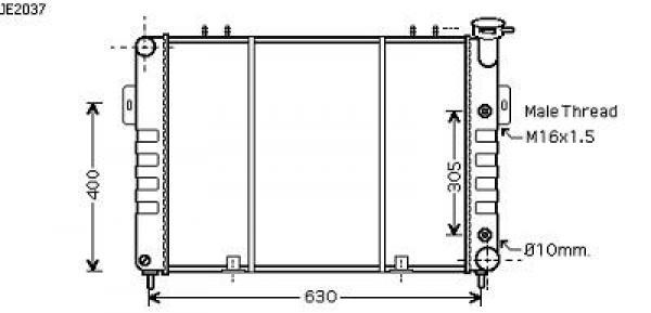 Radiator Grand CHEROKEE 97->> 565x498 5.2-V8/5.9-V8 +/-AC