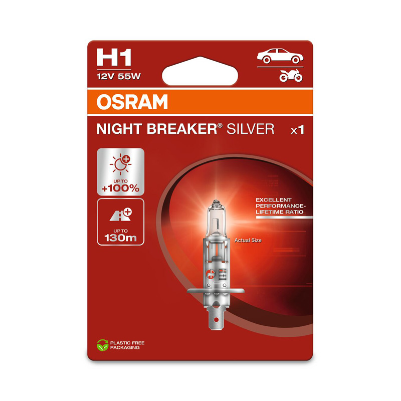 Osram Night Breaker Silver Halogeen lamp - H1 - 12V/55W - per stuk