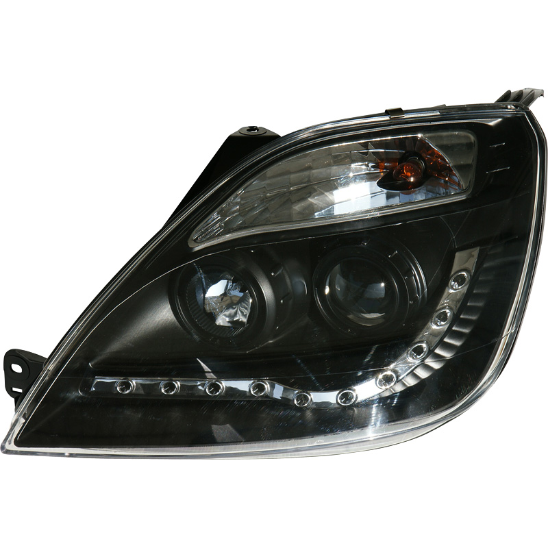 Set Koplampen in DRL-Look  Ford Fiesta VI 2002-2008 - Zwart - incl. Stelmotor