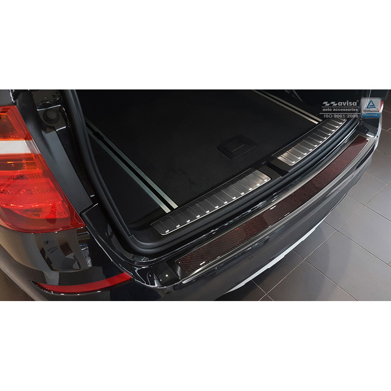 RVS Achterbumperprotector 'Deluxe'  BMW X3 F25 2014-2017 Zwart/Rood-Zwart Carbon