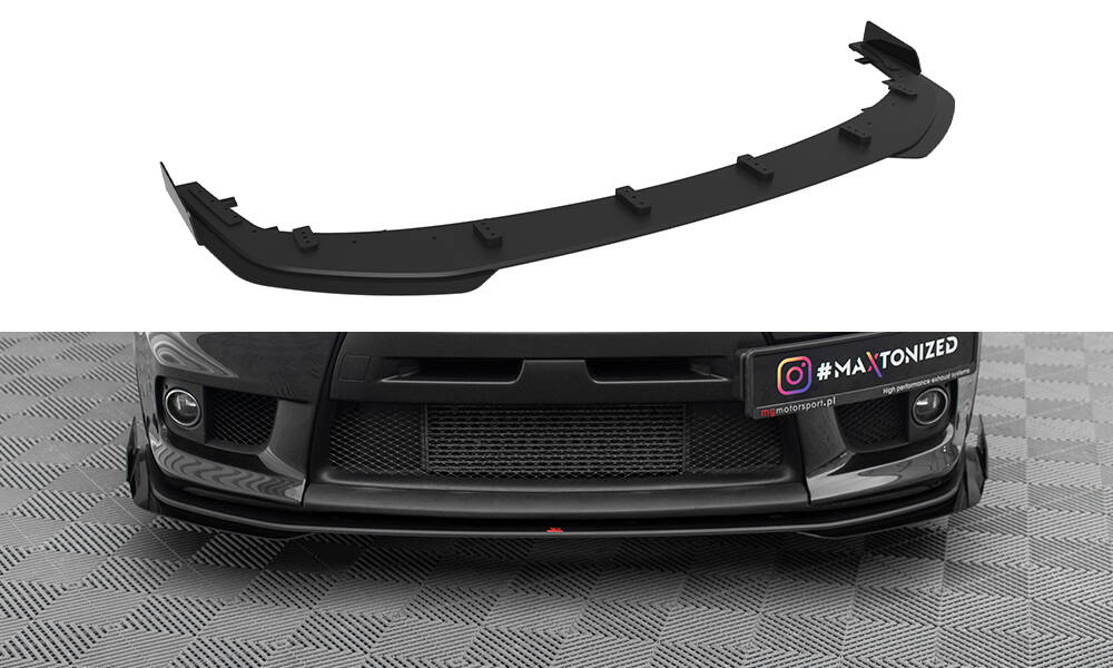 Street Pro Voorspoiler + Flaps Mitsubishi Lancer EVO X Maxton Glanzend zwart
