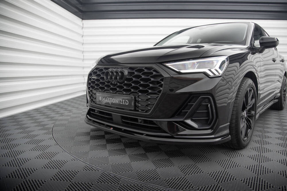 Voorspoiler V.1 Audi Q3 Sportback F3 Maxton Glans Zwart