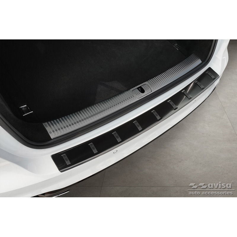 Zwart RVS Achterbumperprotector  Audi A4 Avant B9 (incl. S-Line) 2015-2019 & Facelift 2019- 'STRONG EDITION'