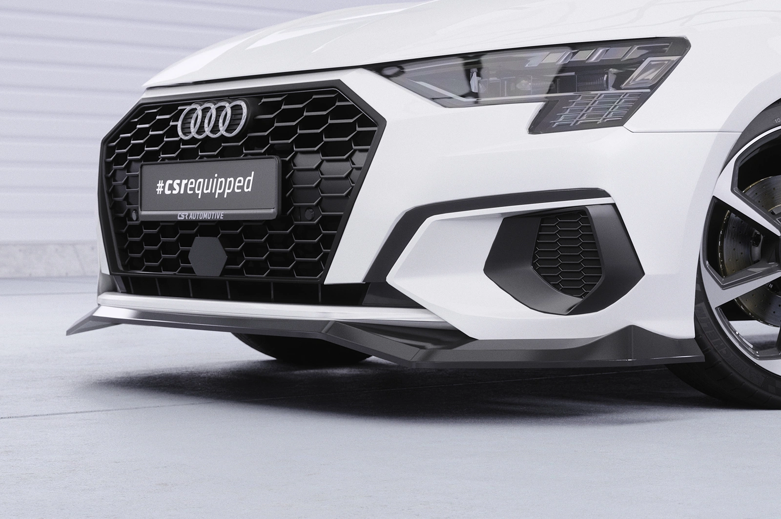 Voorspoiler Audi A3 8Y Sportback glans zwart