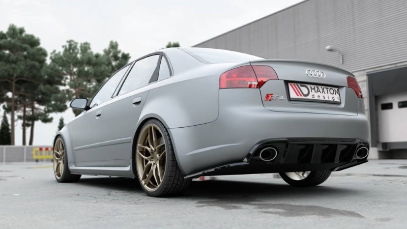 Achterzij Spoilers Audi RS4 Sedan B7 V.2 Glanzend Zwart