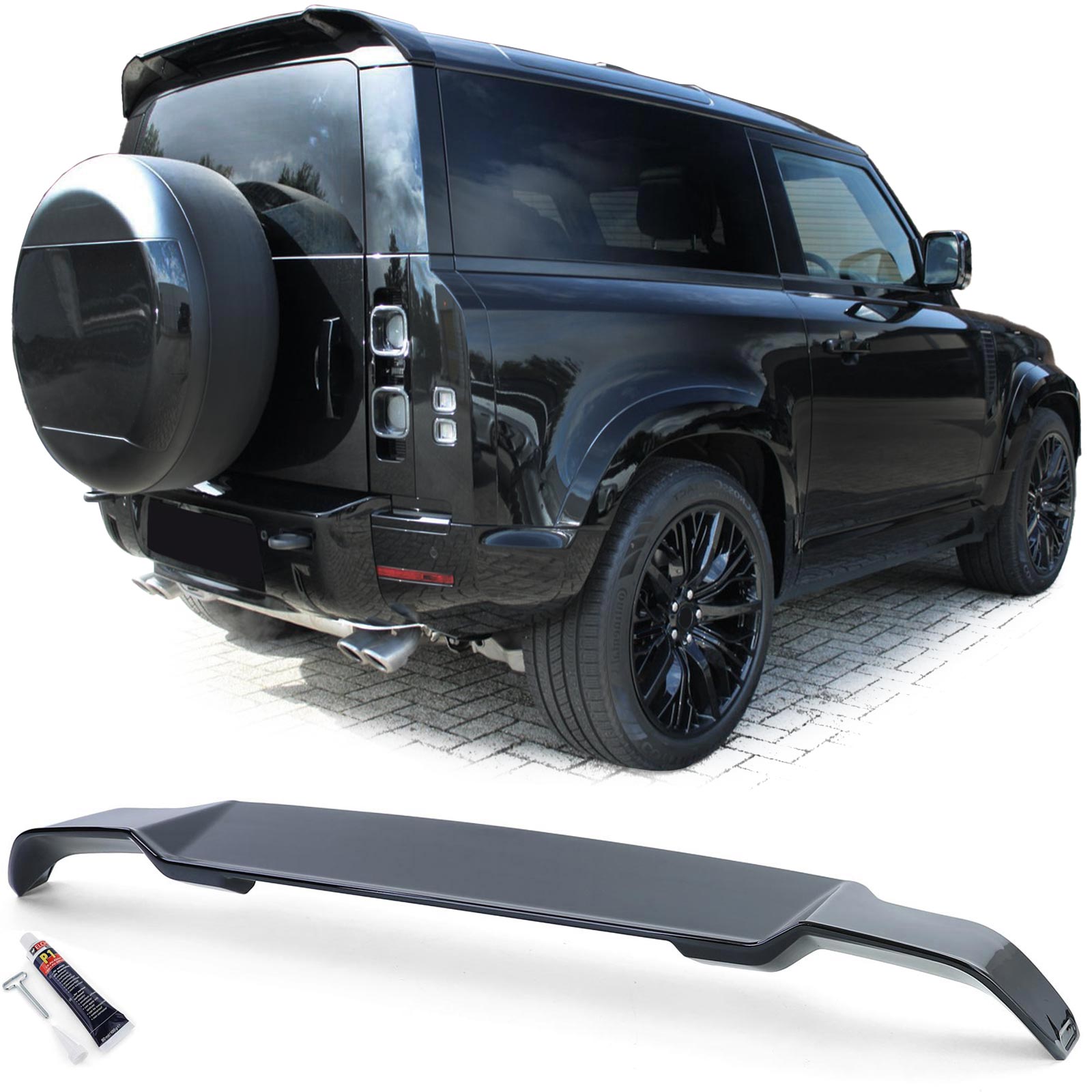 Spoiler Land Rover Defender L663 90 110 Glans Zwart