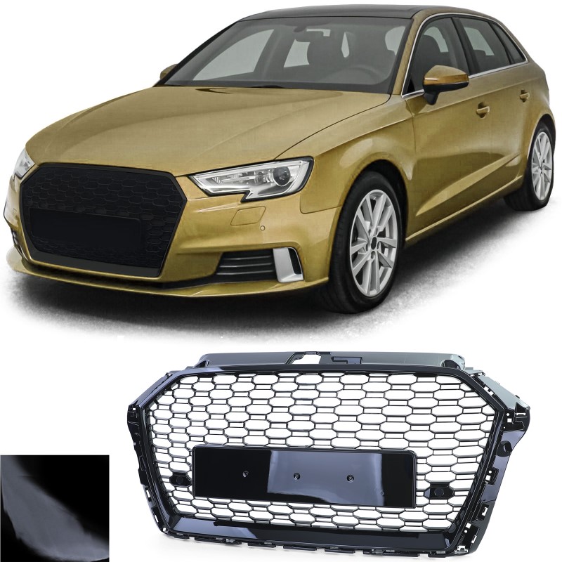 Grill Audi A3 8V RS3 look 17-20 Glans Zwart