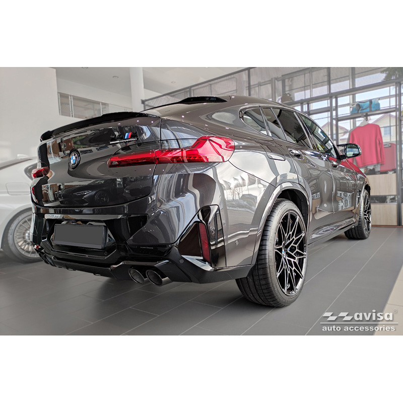 Zwart RVS Achterbumperprotector  BMW X4 G02/F98 M Competition Facelift 2021- 'Ribs'