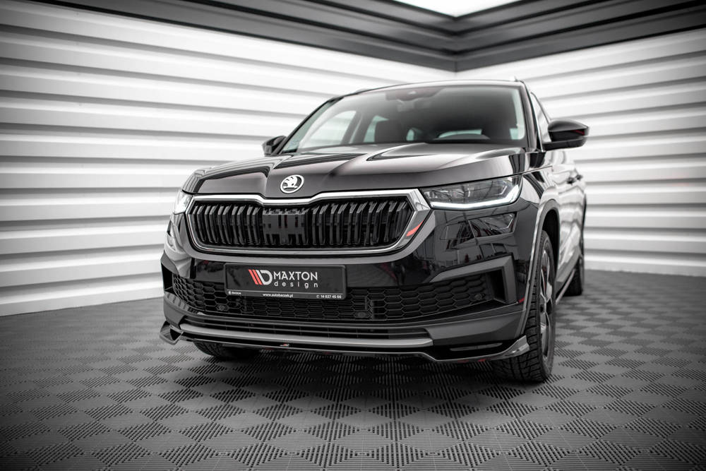 Voorspoiler V.2 Skoda Kodiaq Mk1 Facelift sportline Maxton Design glans zwart