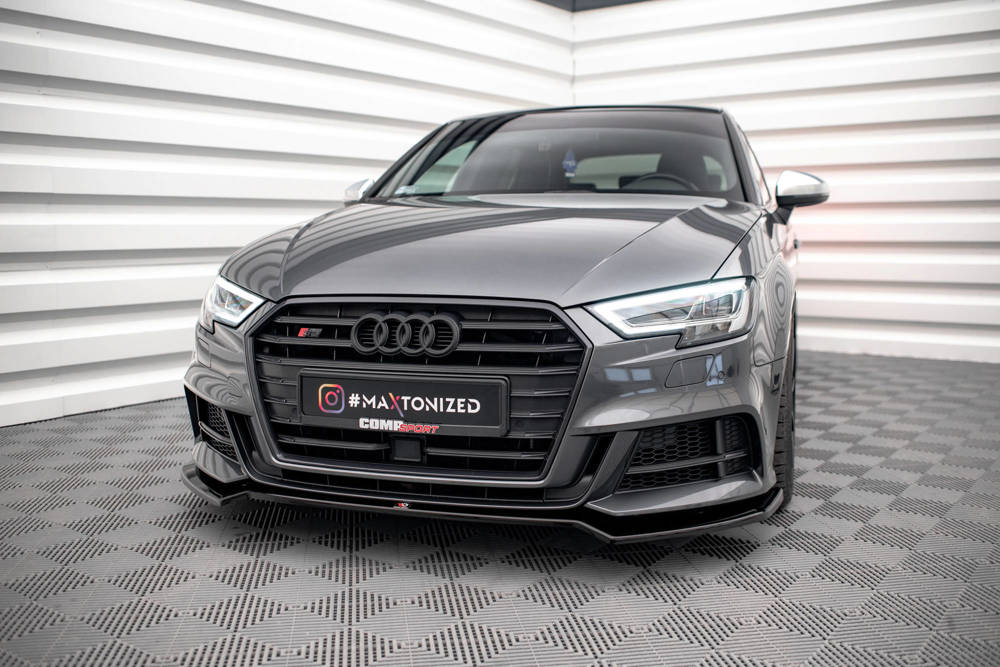 Voorspoiler V.2 Audi S3 Sportback 8V FL Maxton Glans Zwart