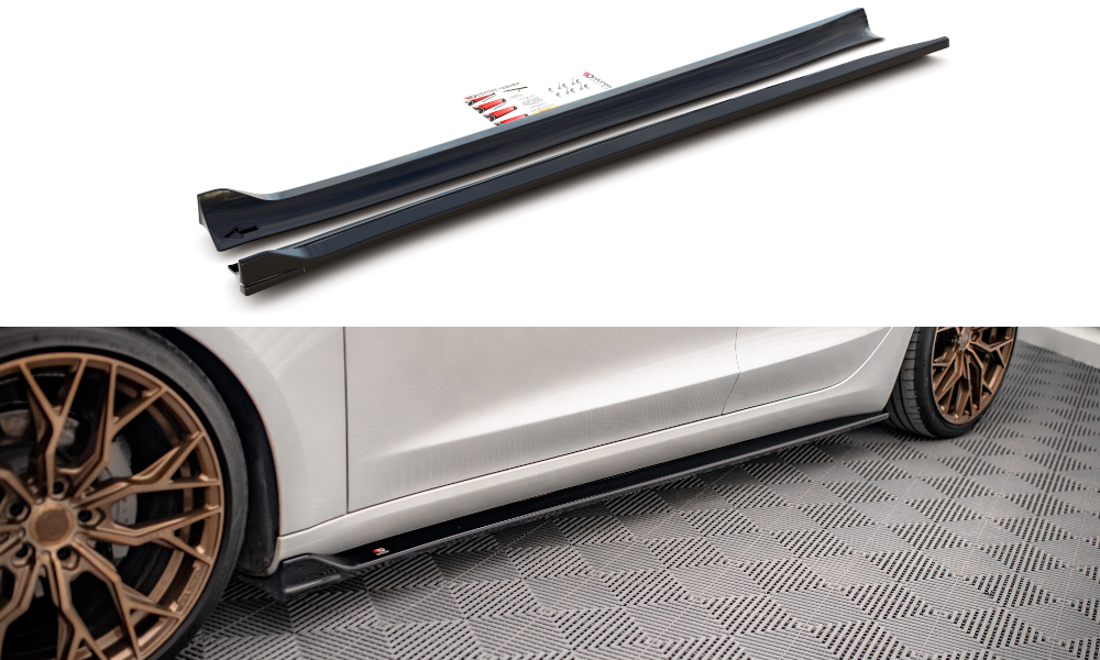 Zijskirts V.2 Tesla Model 3 Gloss-Black Maxton
