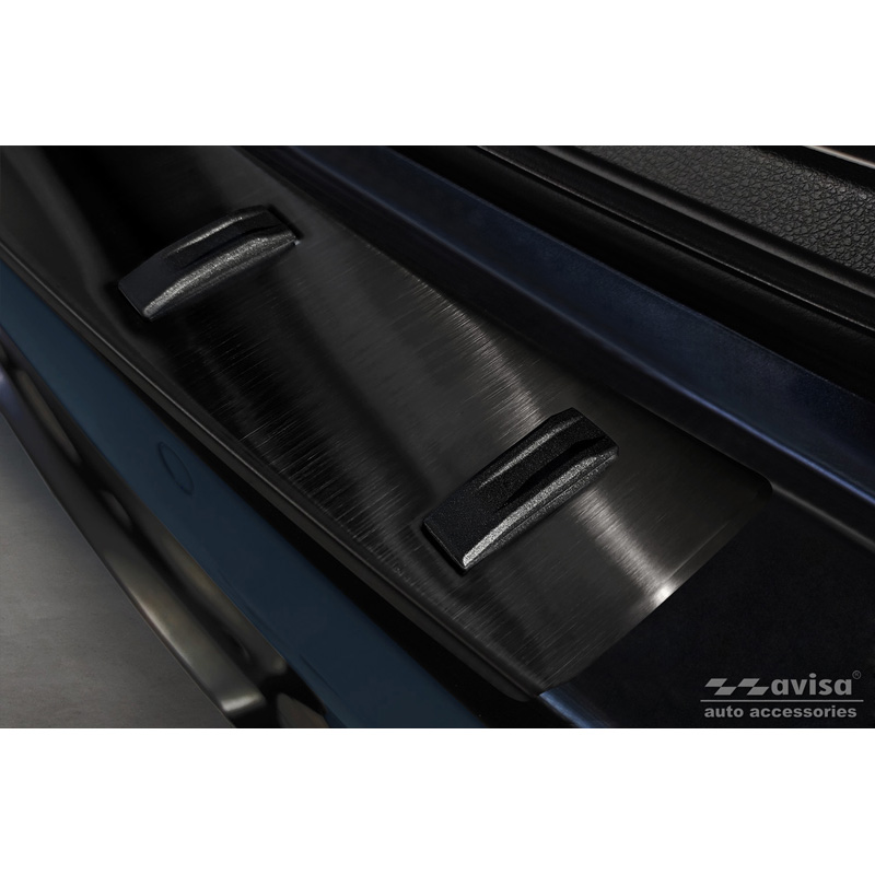 Zwart RVS Achterbumperprotector  BMW 3-Serie (F31) Touring (incl. M-Pakket) 2012-2015 & Facelift 2015-2019 'STRONG EDITION'