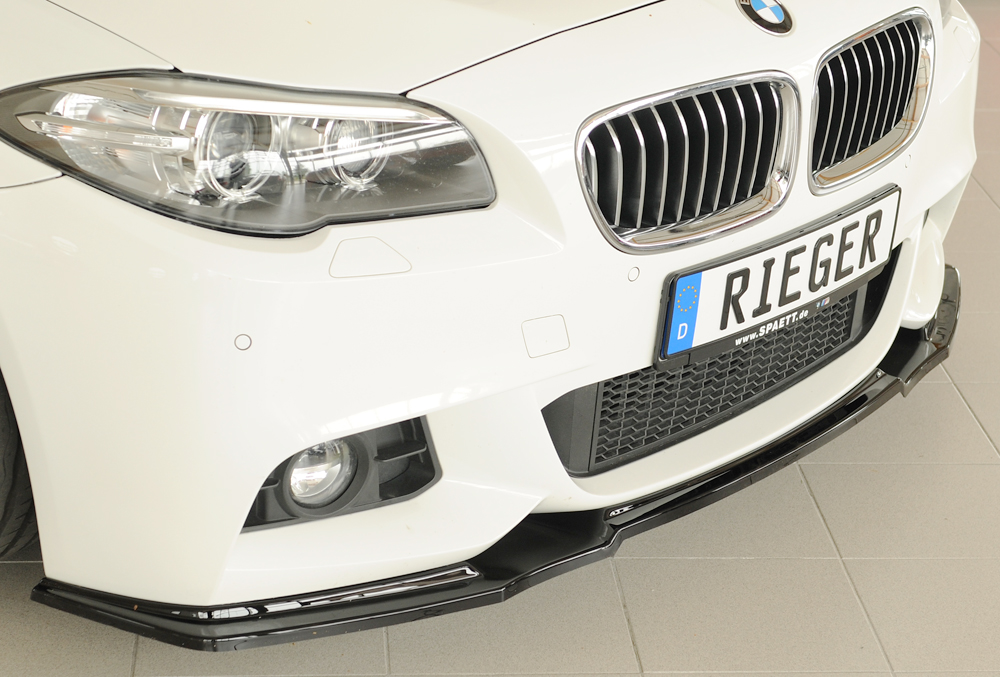 Voorspoiler BMW 5 Serie F10 M pakket Rieger Glans Zwart