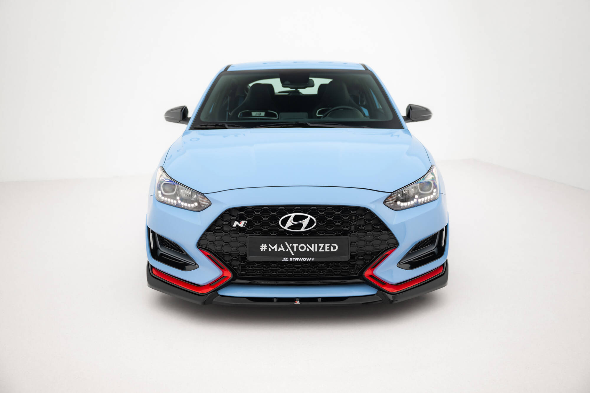 Street Pro Voorspoiler V.2 Hyundai Veloster N MK2 Maxton Glanzend zwart