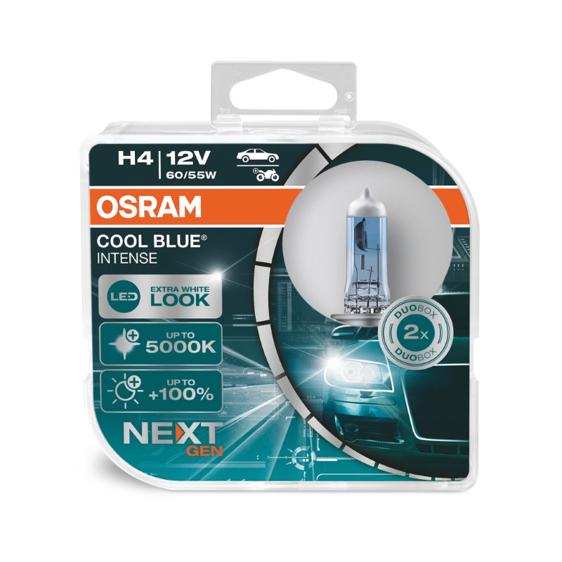Halogeen OSRAM COOL BLUE Intense H4 12V 55W 2pcs/box Xenon Look