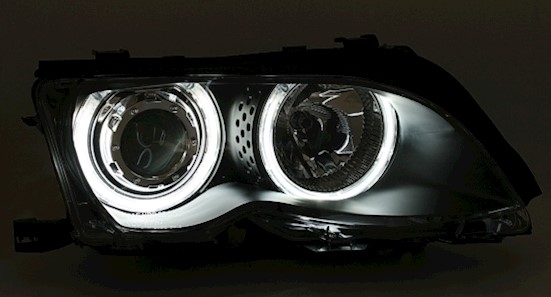 Faros BMW E46 sedan Angel Eyes negro