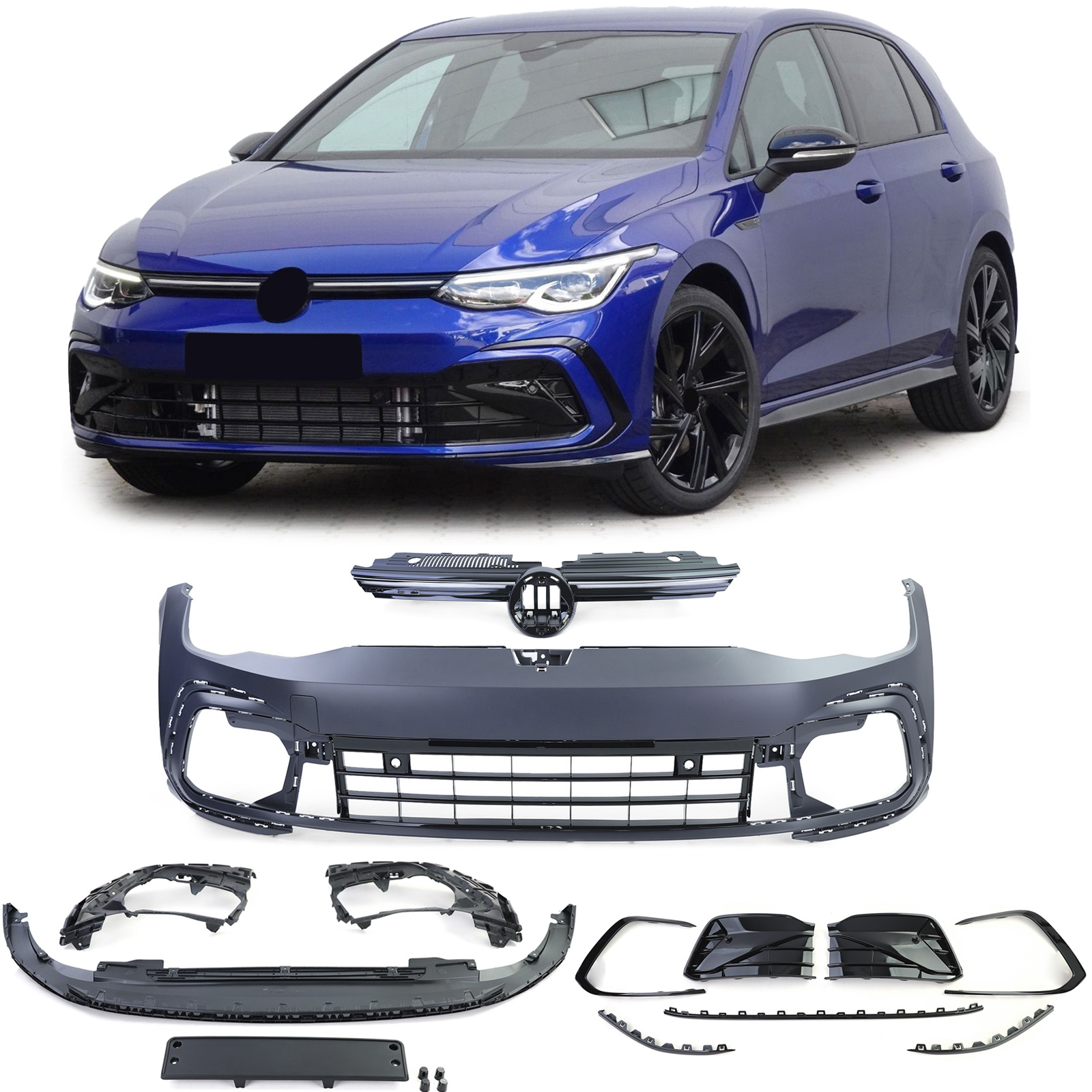 Voorbumper en Grill met LED Volkswagen Golf 8 19- R Line Look