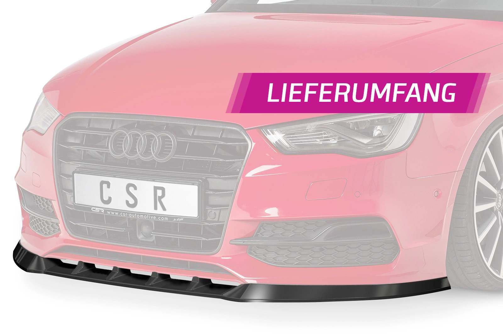 Voorspoiler Audi S3 / A3 8V S-Line Cabrio / Limo glans zwart – 2013–2016