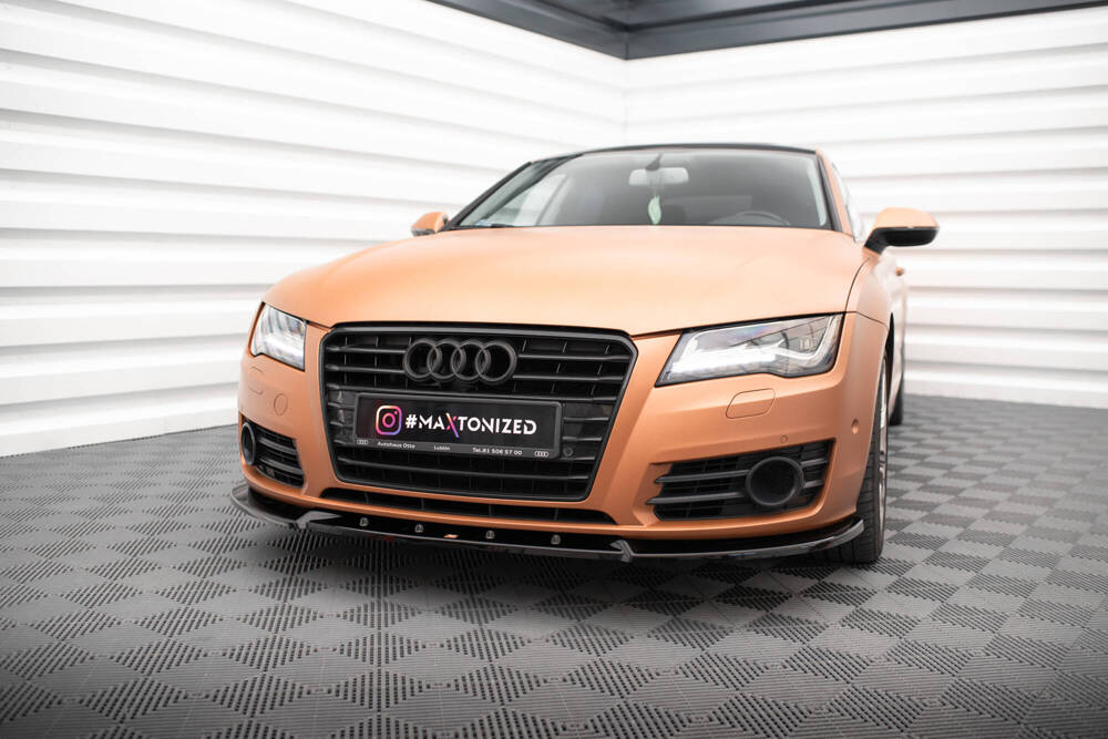 Voorspoiler V.2 Audi A7 C7 Maxton Glans Zwart