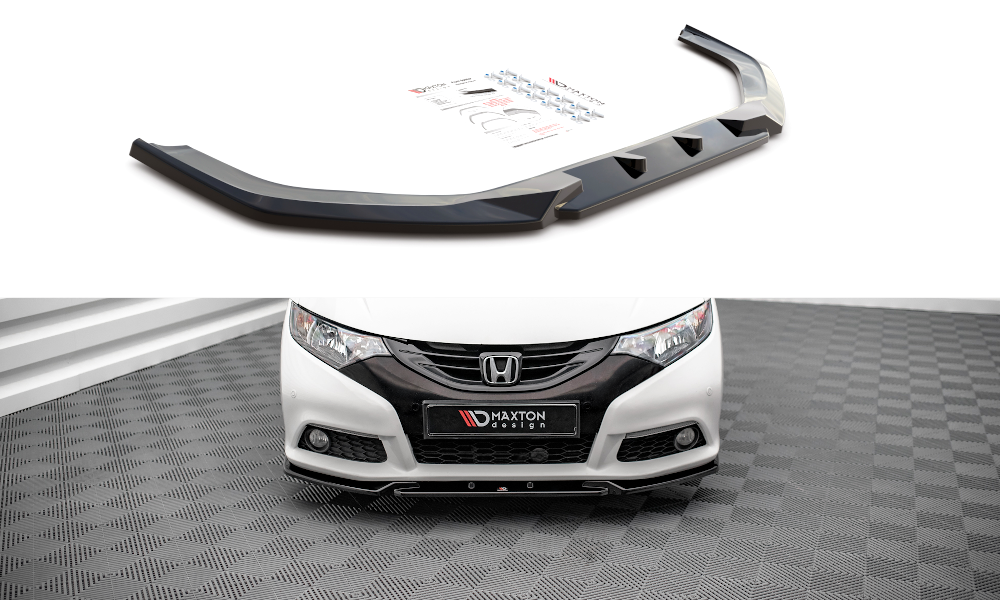 Voorspoiler V.2 Honda Civic Tourer MK9 Maxton Glans Zwart