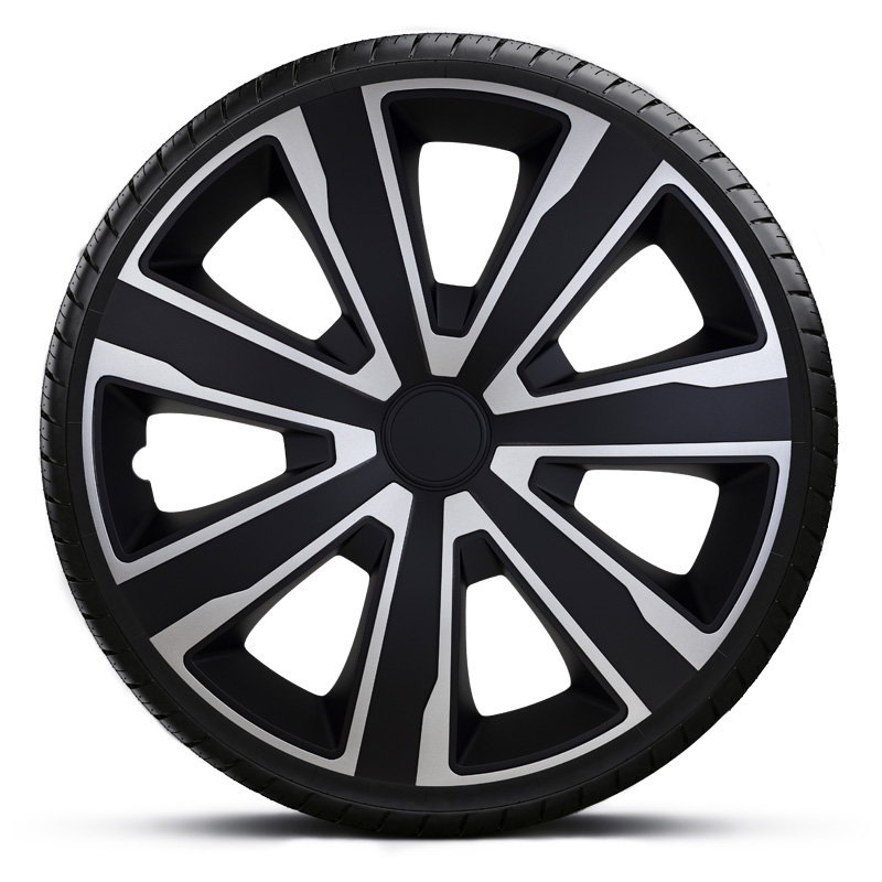 4-Delige Wieldoppenset Tenzo 15-inch zilver/zwart