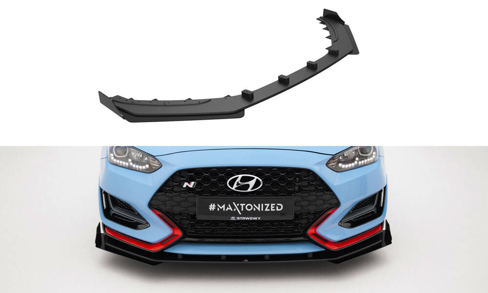 Street Pro Voorspoiler + Flaps Hyundai Veloster N MK2 Maxton Glanzend zwart