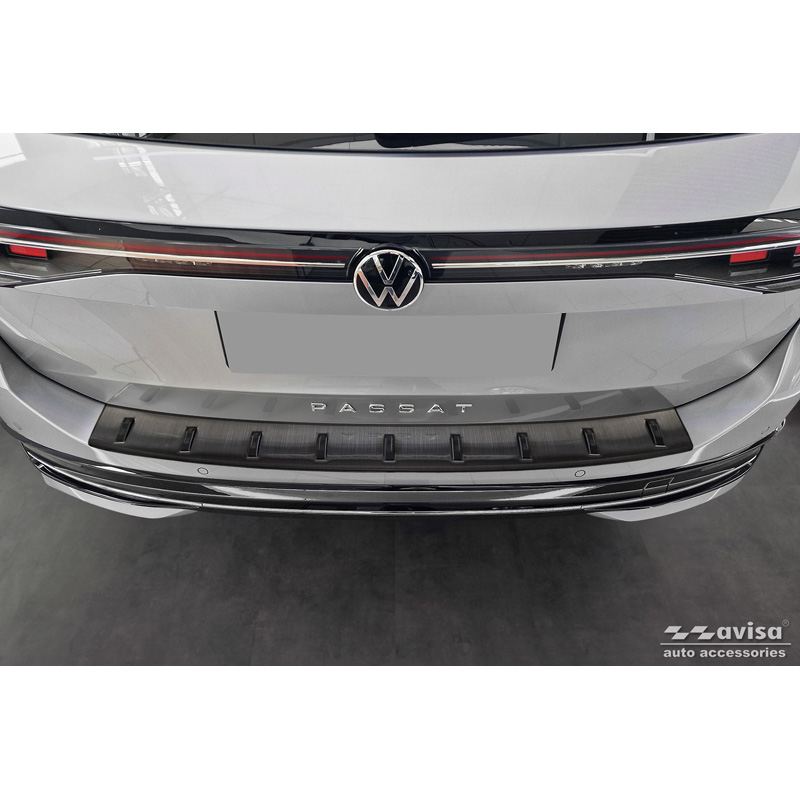 Zwart RVS Achterbumperprotector  Volkswagen Passat Variant (CJ5) incl. R-Line & Hybrid 2024- 'STRONG EDITION'