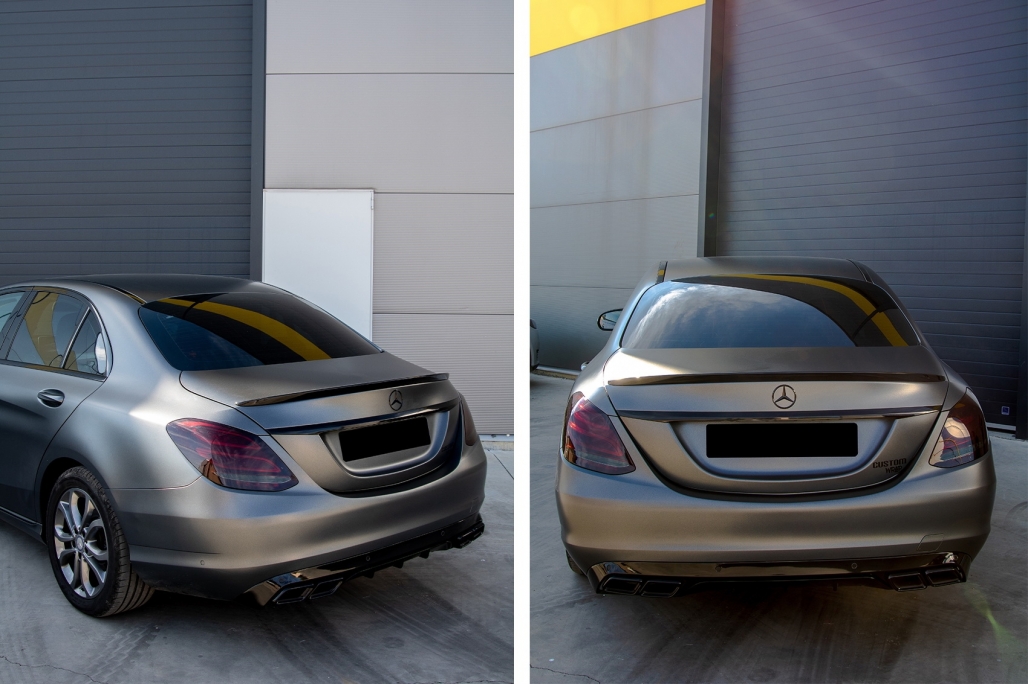 Diffuser Mercedes C W205 AMG Look met Sierstukken Zwart