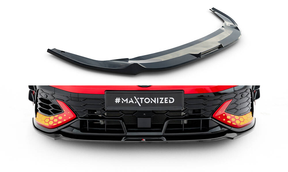 Voorspoiler V.3 Volkswagen Golf GTI Clubsport MK8 Facelift Maxton Glanzend zwart