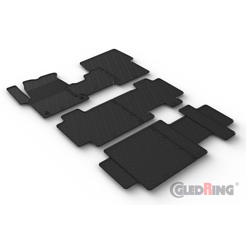 Rubbermatten  Citroën Spacetourer 2016- / Fiat Scudo 2022- / Opel Zafira Life 2019- / Peugeot Traveller 2016- / Toyota Proace Verso 2016- (1ste zitrij) (G profiel 3-delig + montageclips)