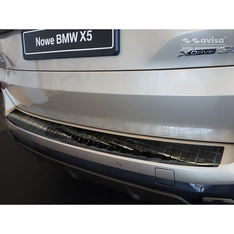Zwart RVS Achterbumperprotector  BMW X5 (G05) M-Pakket 2018- excl. M-Competition 'Ribs'