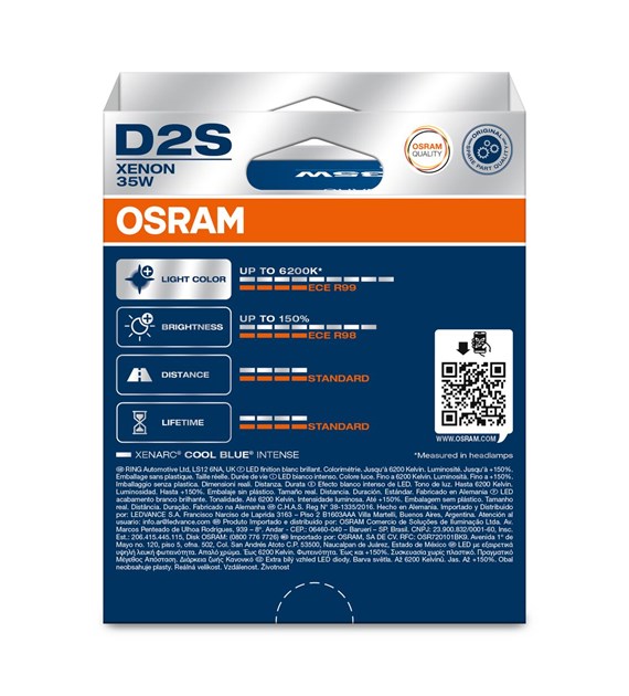 Osram Xenarc Cool Blue Intense Xenon lampen - D2S - 12V/35W - set à 2 stuks (max. 6200K)