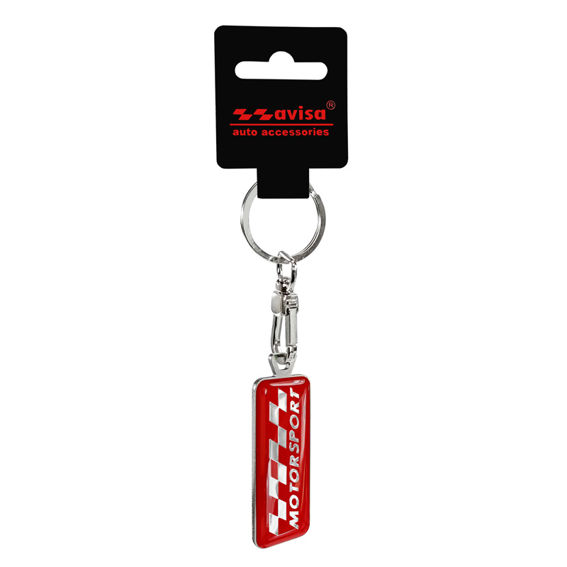 RVS sleutelhanger - 'Motorsport' Rood