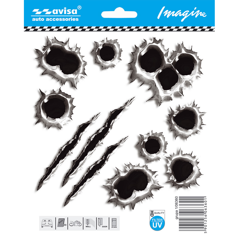 Auto Tattoo Sticker Shotgun traces+monster - 14,7x14x7cm