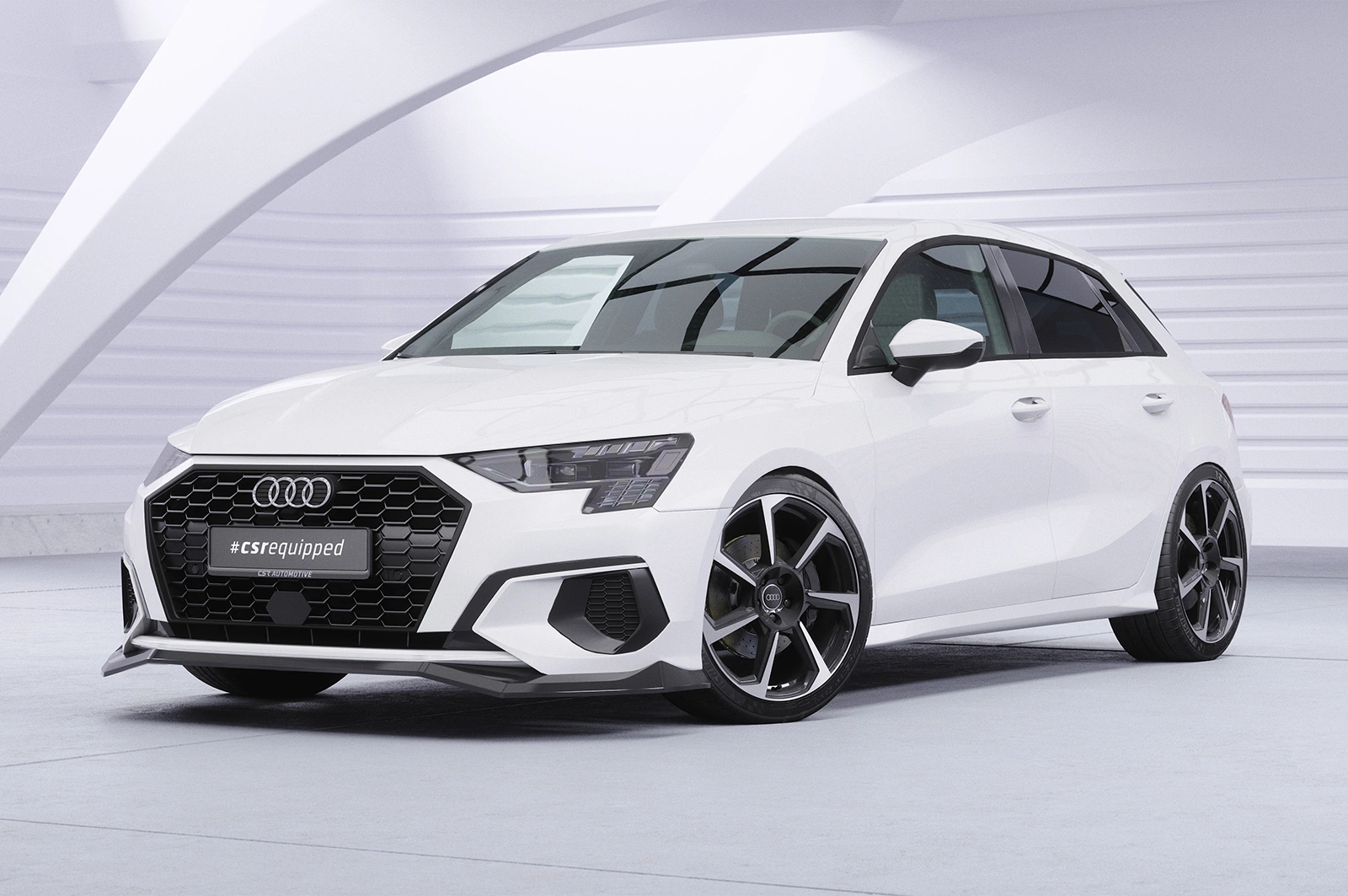 Voorspoiler Audi A3 8Y Sportback glans zwart