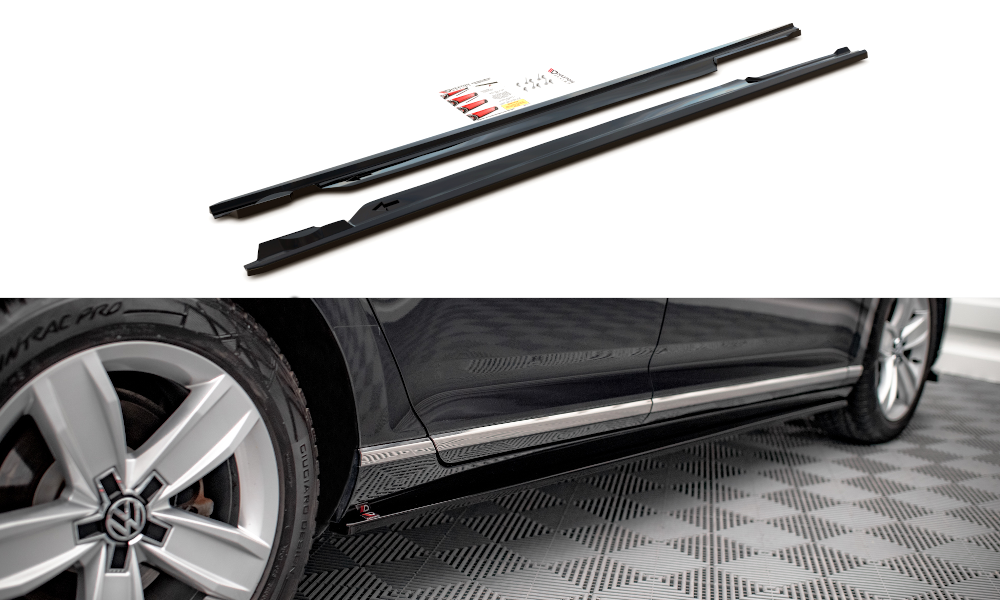 Zijskirts VW Passat B8 FL Maxton Glans Zwart