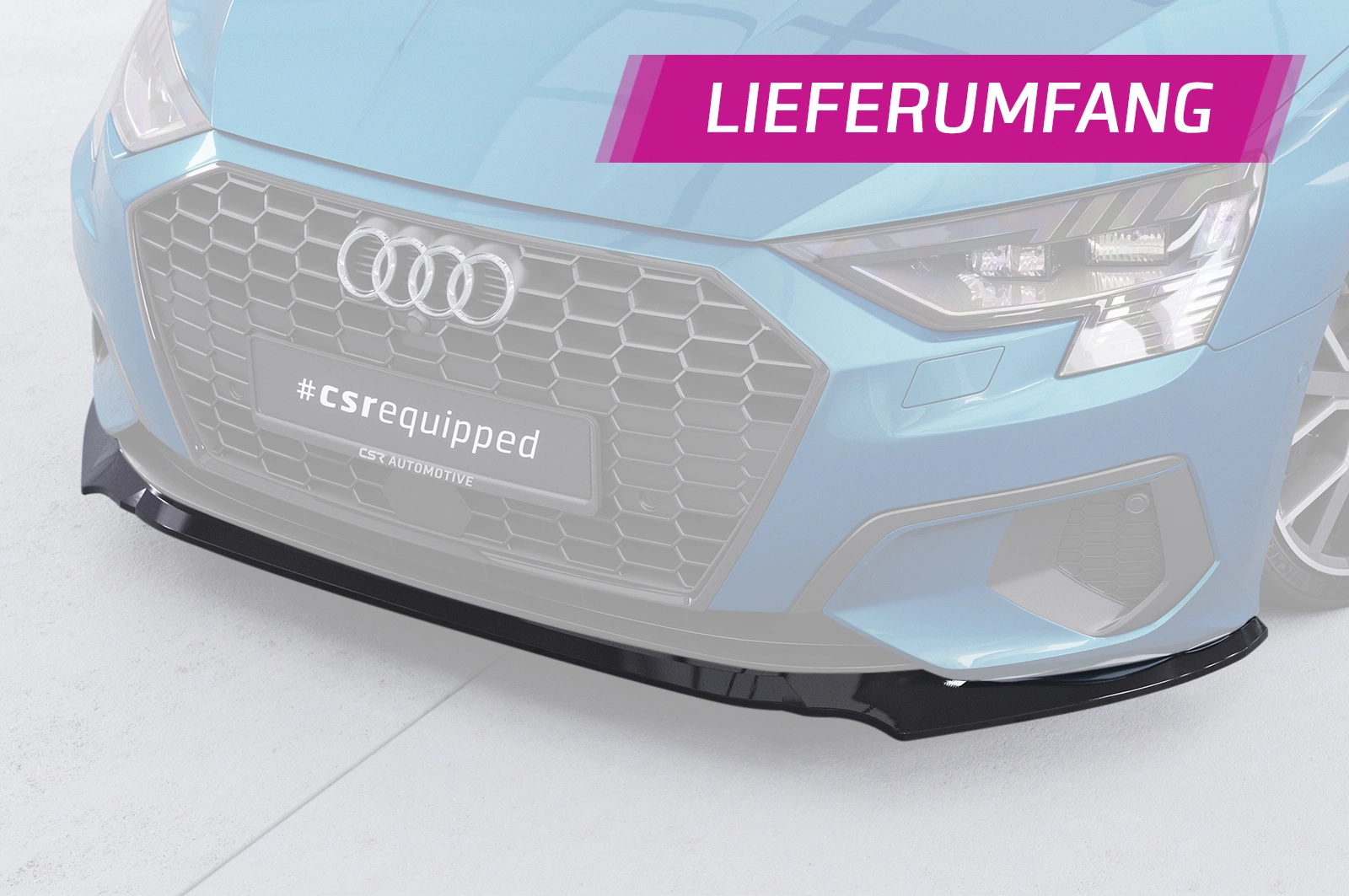 Voorspoiler Audi A3 8Y Limousine 2020- – Glans Zwart
