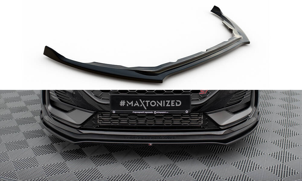 Voorspoiler V.1 Ford Fiesta ST / ST Line Mk8 FL Maxton Glans Zwart