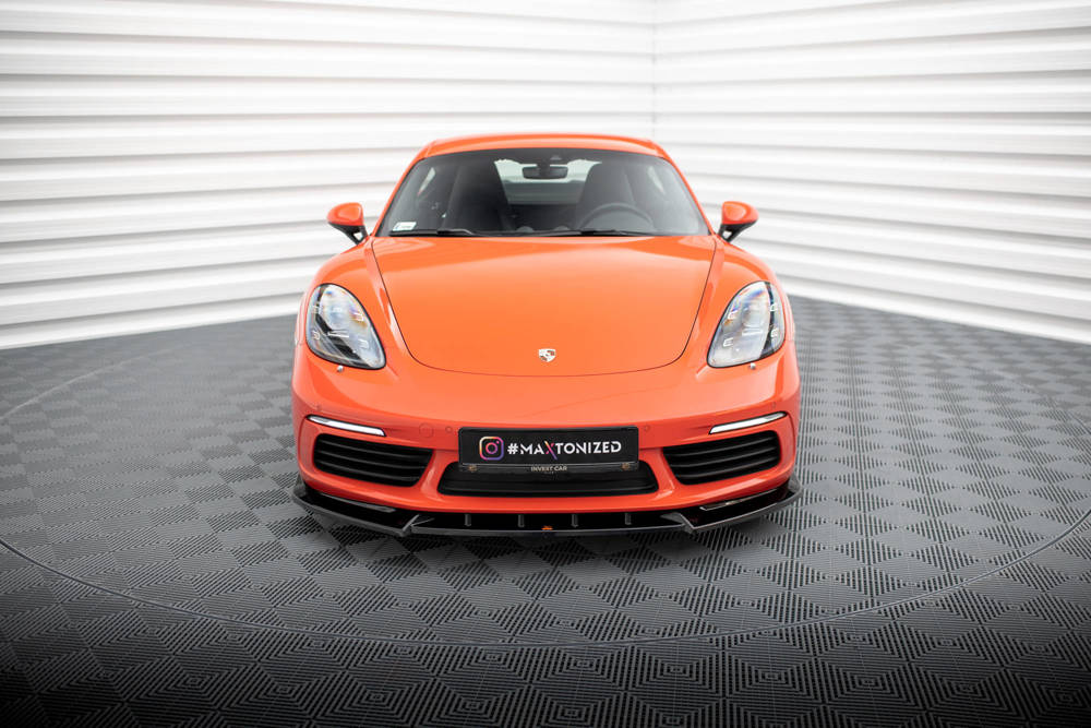 Voorspoiler V.1 Porsche 718 Cayman 982c Maxton Glans Zwart