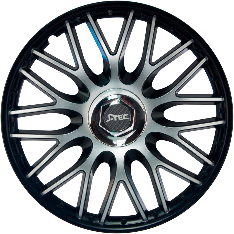 J-Tec 4-Delige Wieldoppenset Orden 14-inch zwart + chroom ring