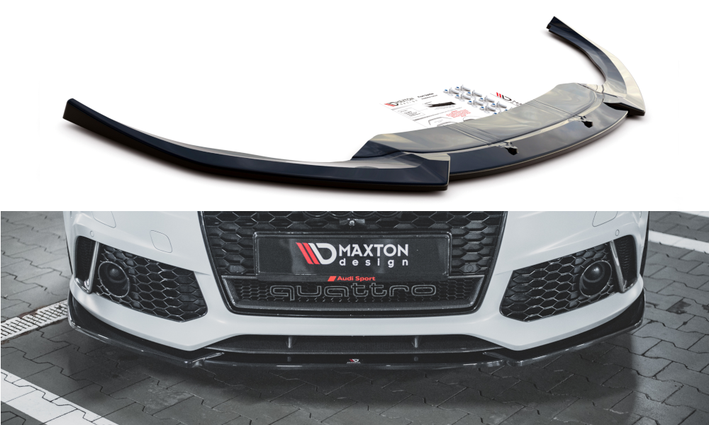 Voorspoiler V.4 Audi RS6 C7 Maxton Glans Zwart