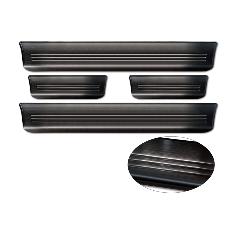Zwart RVS Instaplijsten  Tesla Model S 2012-2016 & Facelift 2016- 'Lines' - 4-delig