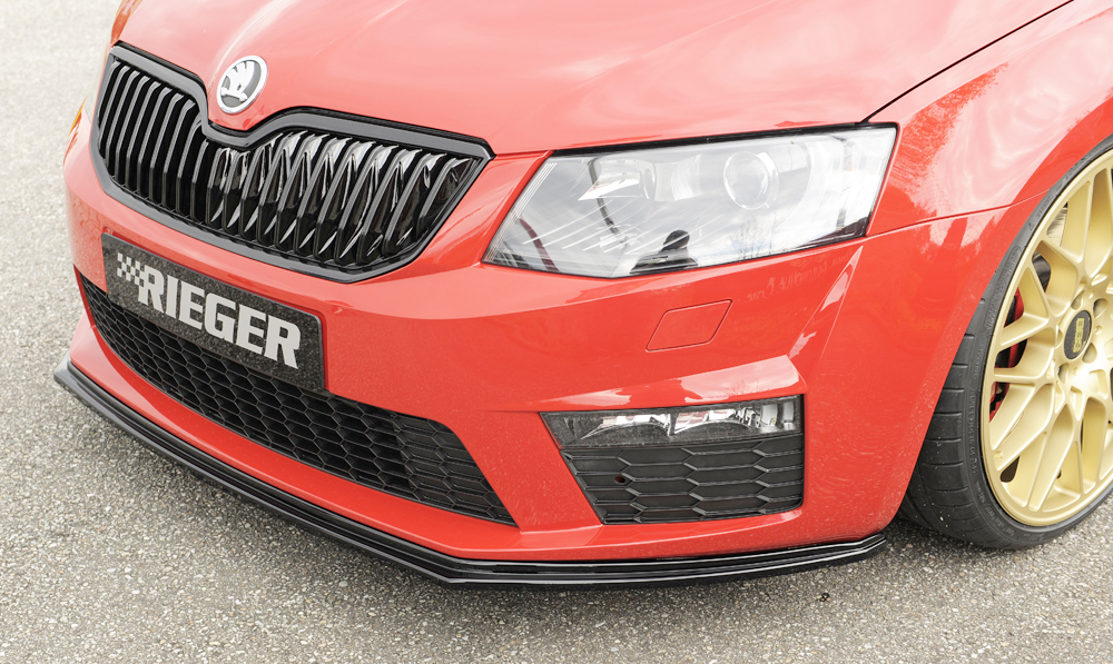 Voorspoiler Skoda Octavia RS 5E 2013-2017 Zwart Glans Rieger