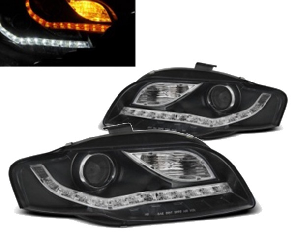 Faros Audi A4 B7 Los ojos del Diablo Dayline negro ELR