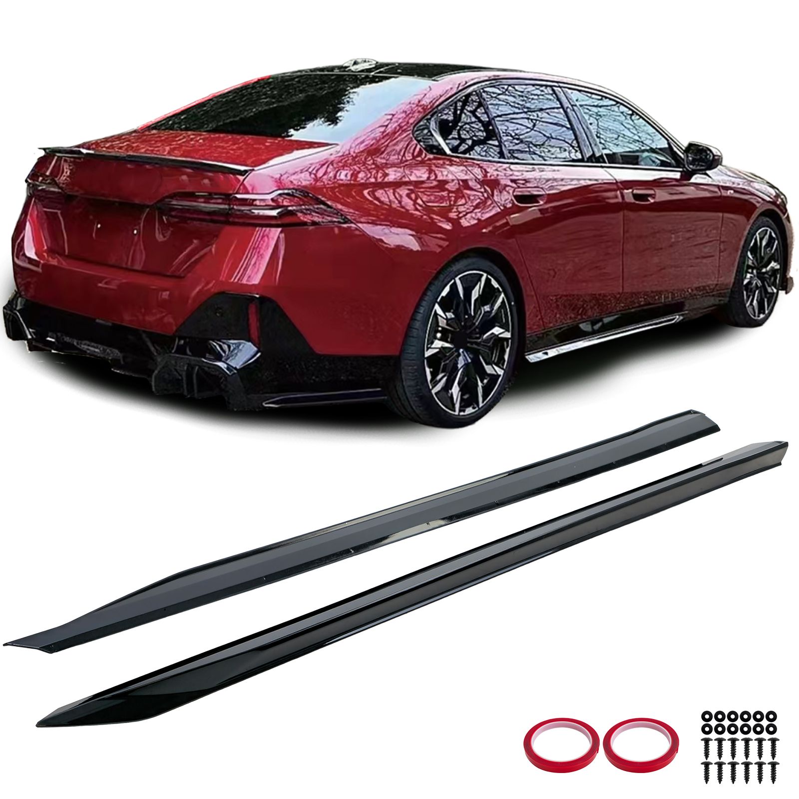 Zijskirts BMW 5 G60 M-pack Black Knight Design Glans Zwart
