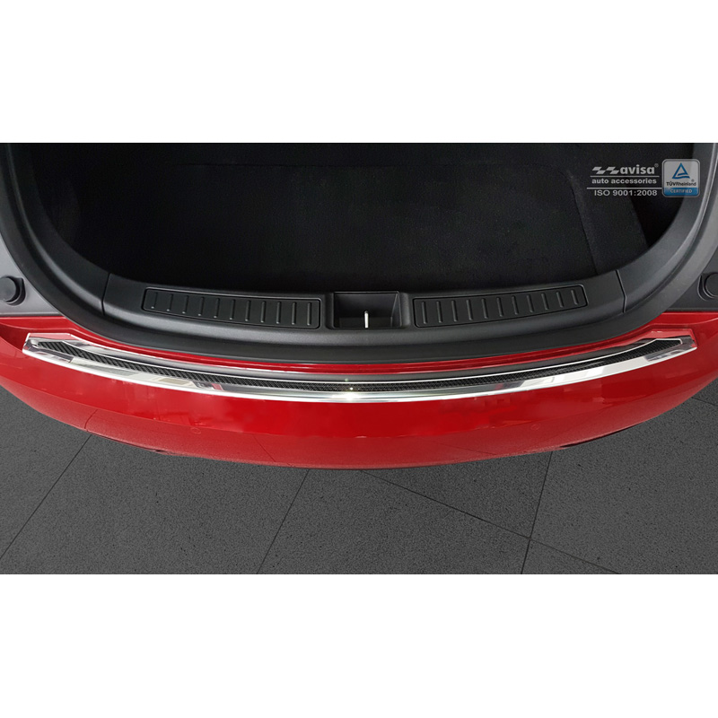 RVS Achterbumperprotector 'Deluxe'  Tesla Model S 2012-2016 & Facelift 2016- Chroom/Zwart Carbon