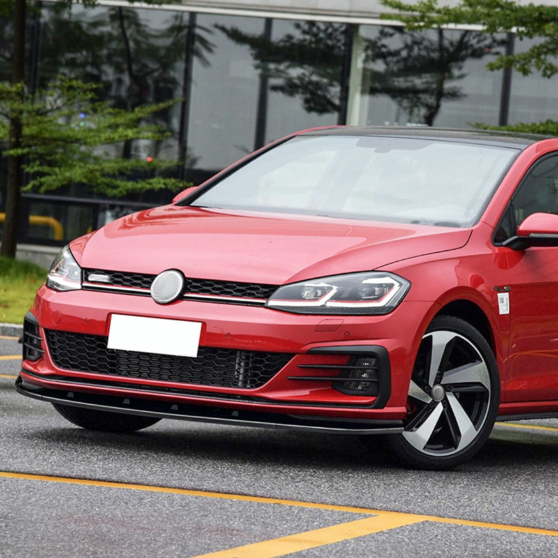 Voorspoilerlip  Volkswagen Golf VII (7.5) GTi/GTD/R/R-Line 2017-2019 (Glanzend Zwart ABS)