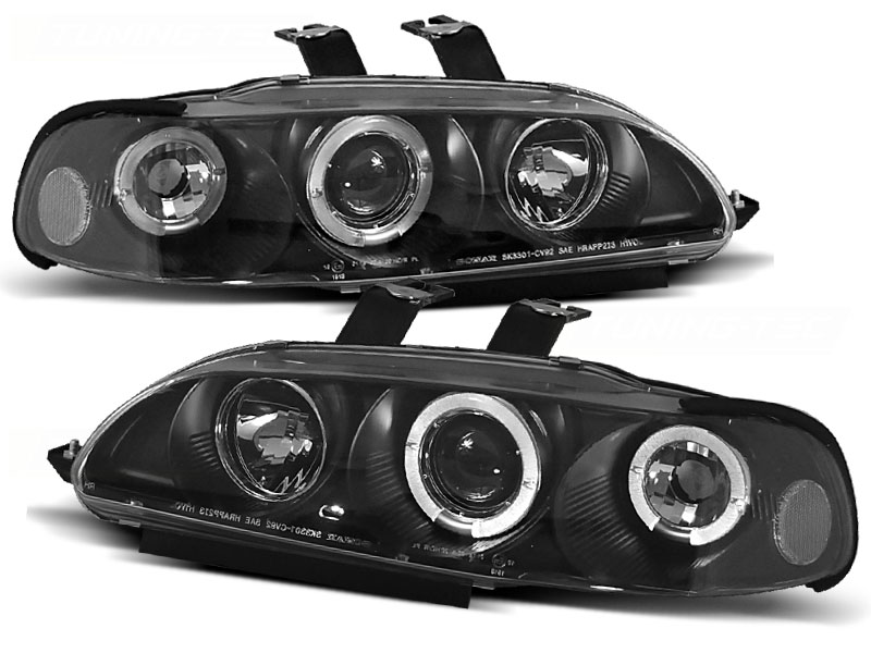 Faros Honda Civic 92-95 2/3 door Angel Eyes negro