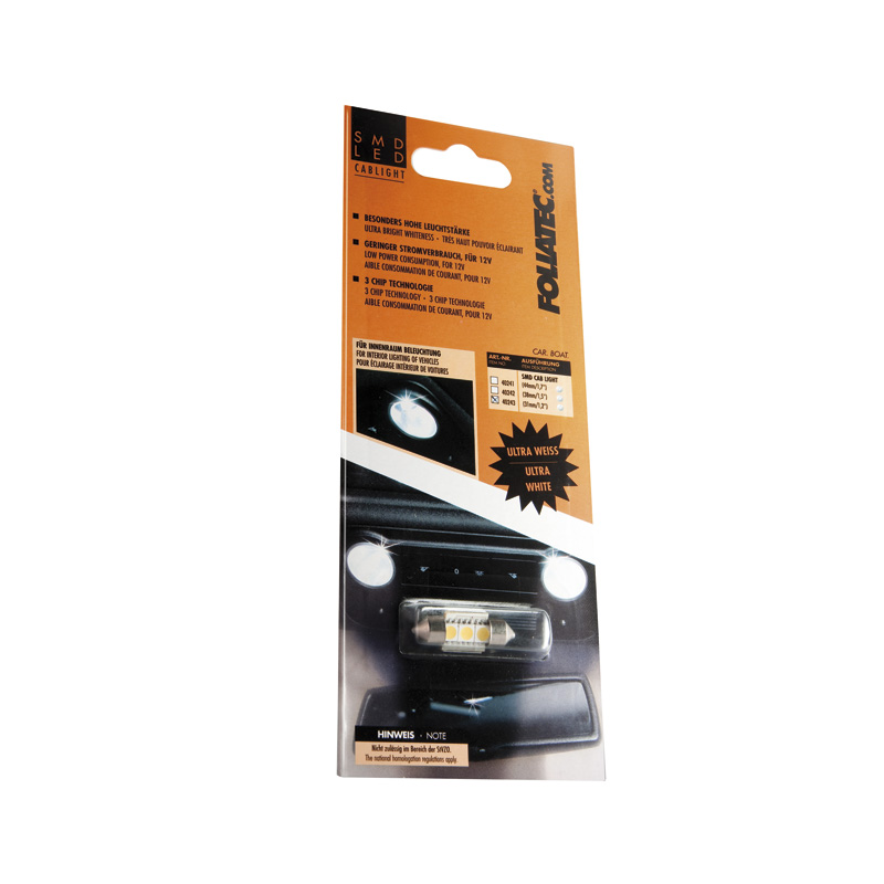 Foliatec SMD-LED CabLight - blauw Festoon 38mm - 3 SMDs - 1 stuk