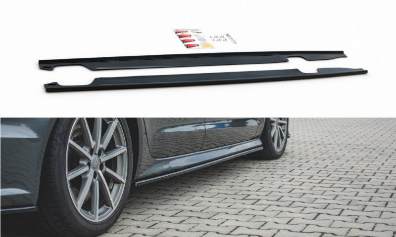 Zijskirts Diffusers Audi S6 / A6 S-Line C7 FL Glanzend Zwart